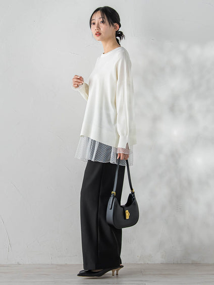 チュールドットチュニックプルオーバー≪洗濯機で洗える≫