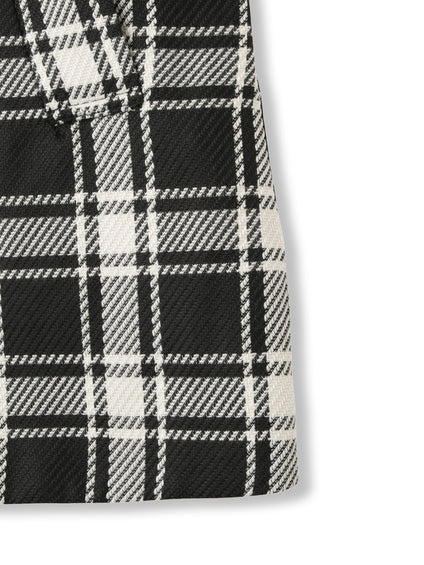 ツィーディチェックノーカラーコート≪手洗い可能≫