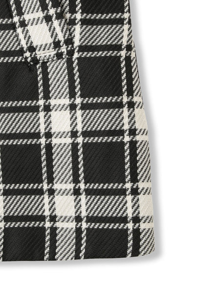 ツィーディチェックノーカラーコート≪手洗い可能≫