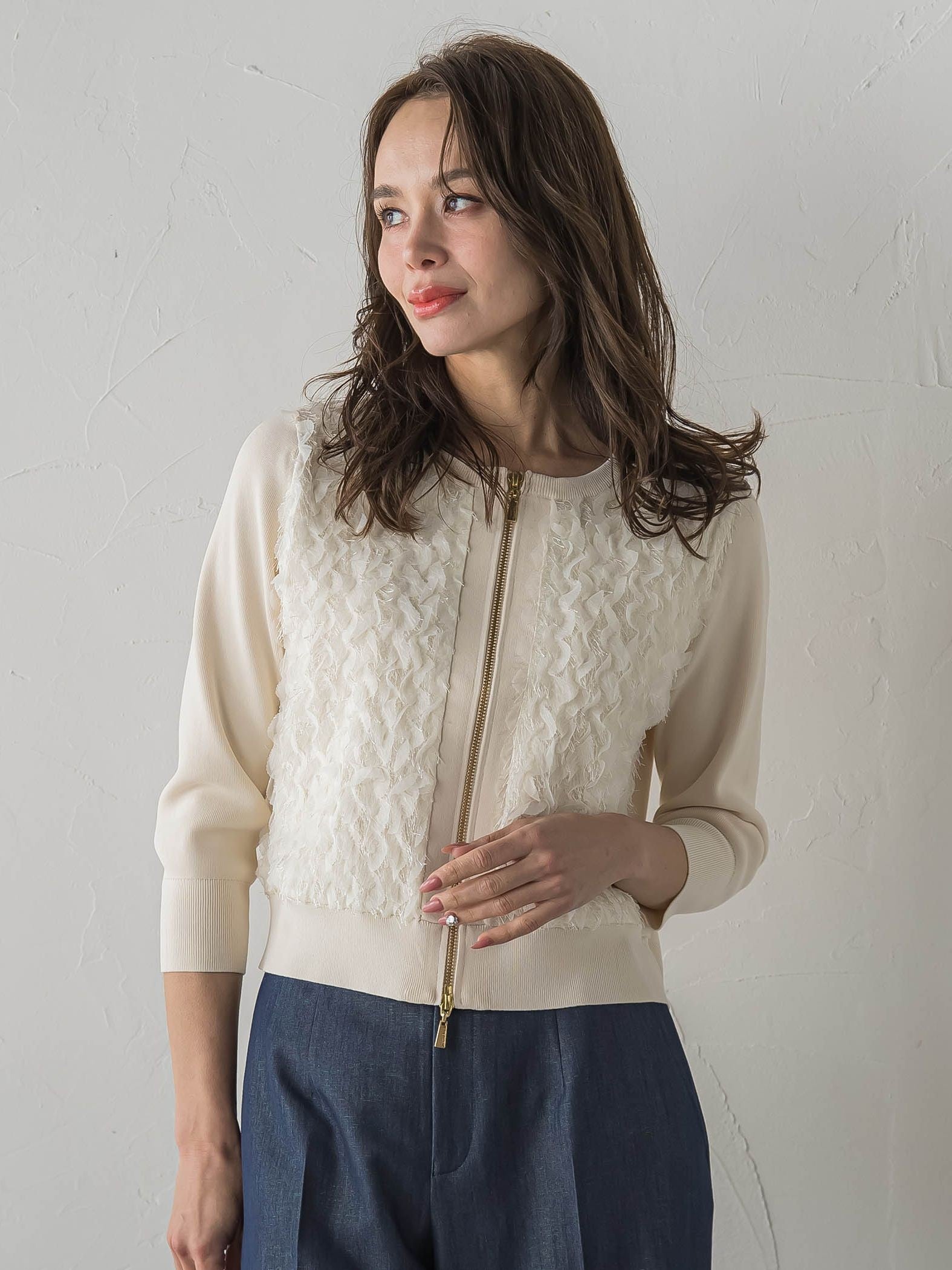 FAIRY AIRYジップカーディガン