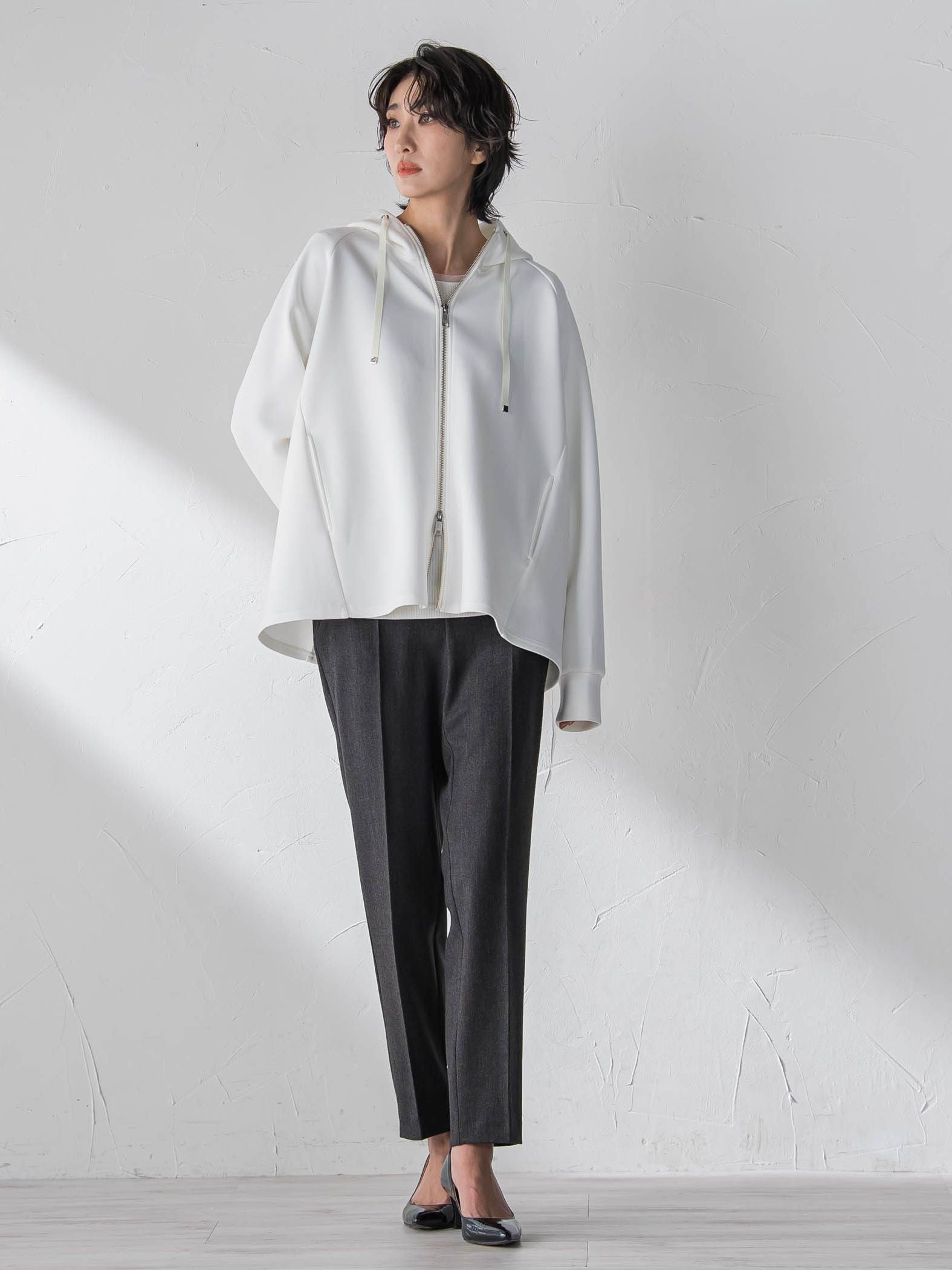 両面起毛2WAYストレッチテーパードパンツ