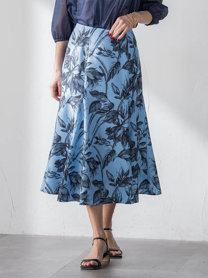 【WEB限定カラーあり】リネンライクフラワースカート