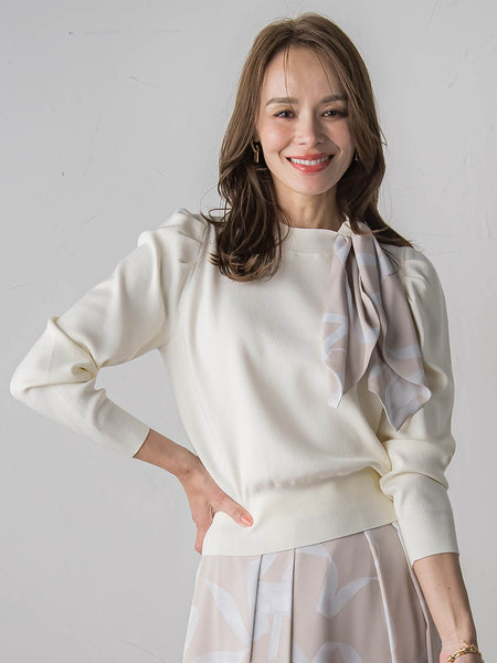 トゥシューズスカーフ付きニット