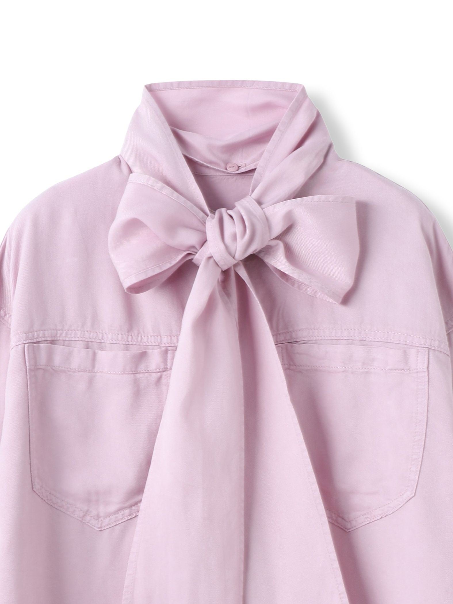 ボウタイ付きデニムシャツ≪洗濯機で洗える≫