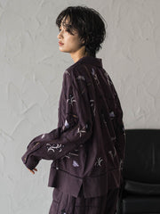 【40周年限定】パッチワーク刺繍オープンカラーシャツ
