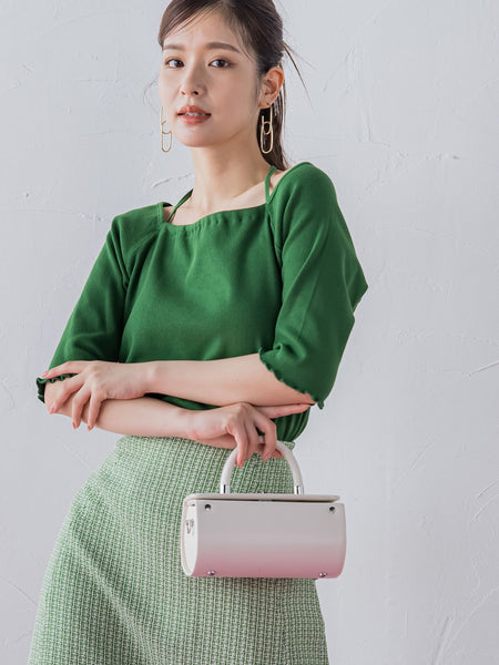 【レディな印象を演出】5分袖ヒモ付カットソー《洗濯機で洗える》