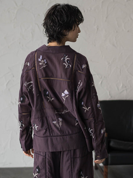 【40周年限定】パッチワーク刺繍オープンカラーシャツ