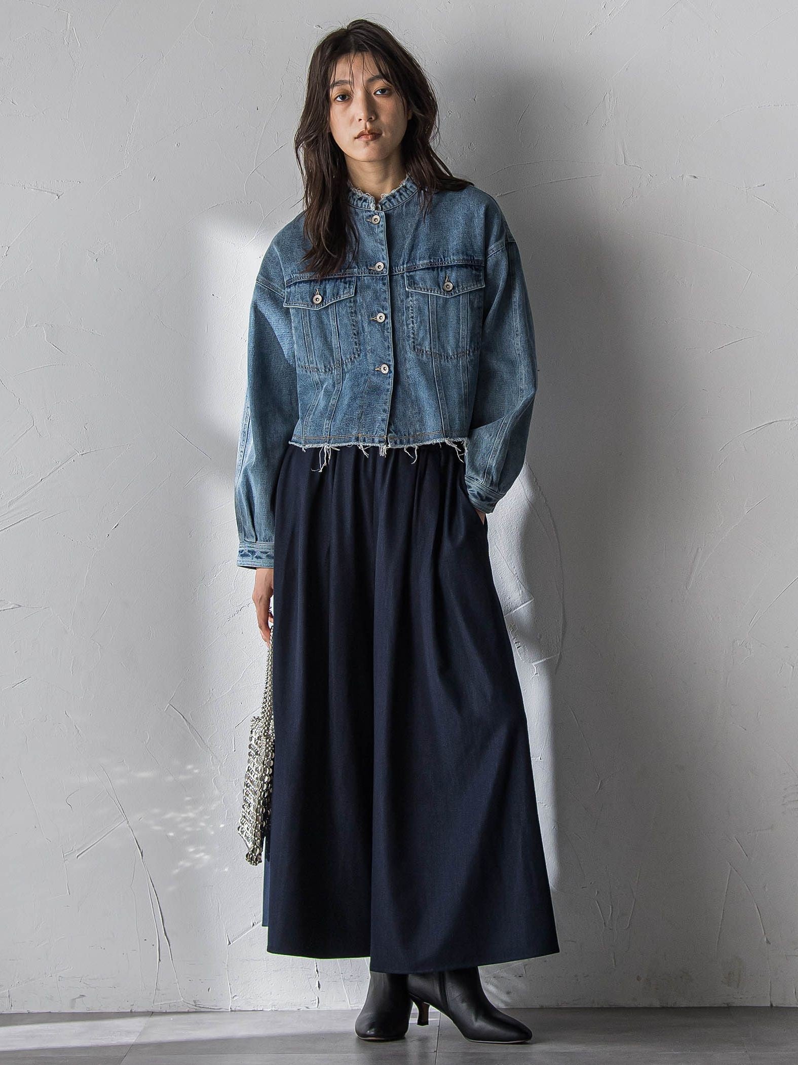 シャンブレーイージーキュロットパンツ≪手洗い可能≫