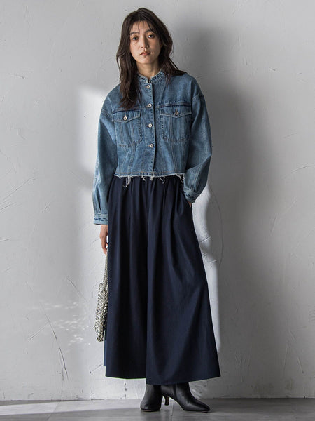 シャンブレーイージーキュロットパンツ≪手洗い可能≫