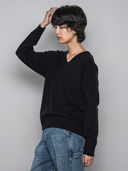 【ふわもち】Vネックニット≪洗濯機で洗える≫