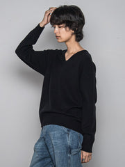 【ふわもち】Vネックニット≪洗濯機で洗える≫