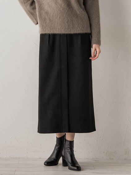 スエードフロント切替えナロースカート≪手洗い可能≫