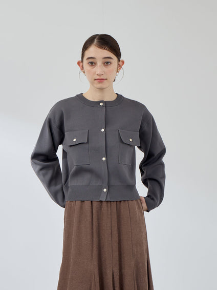 ポケットデザインニットカーディガン≪洗濯機で洗える≫