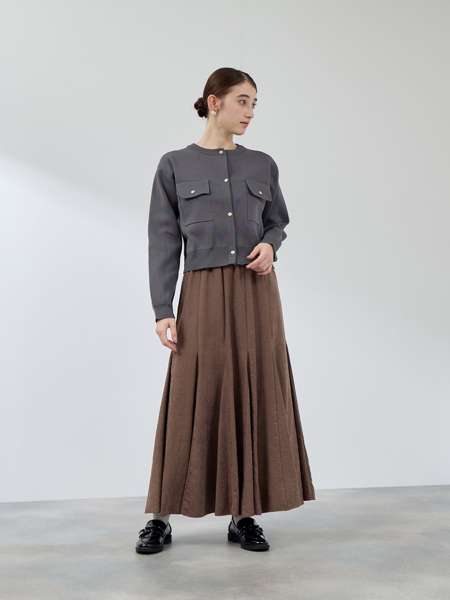 ポケットデザインニットカーディガン≪洗濯機で洗える≫