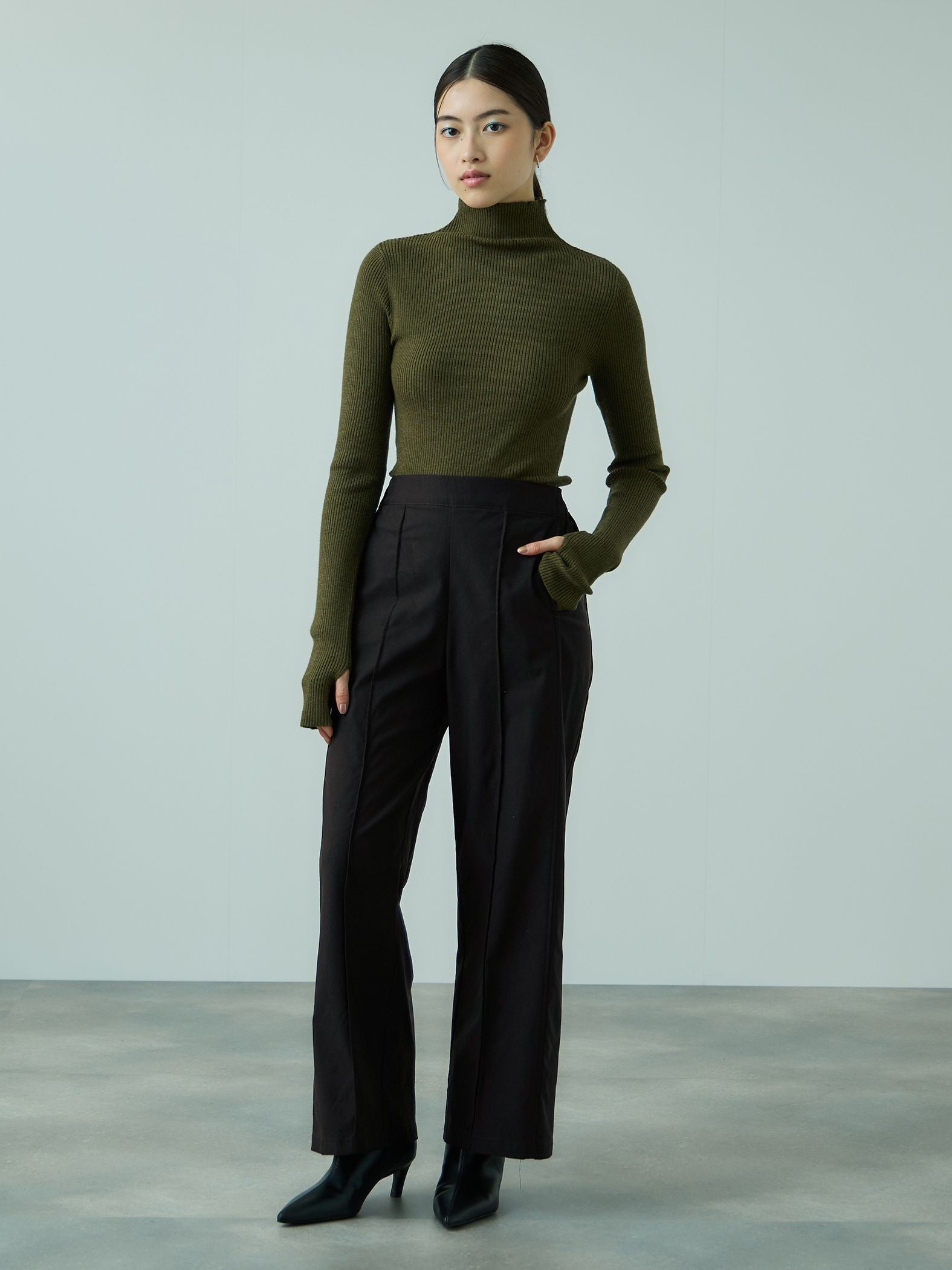 HAKIYASEブラッシュバックワイドパンツ≪手洗い可能≫