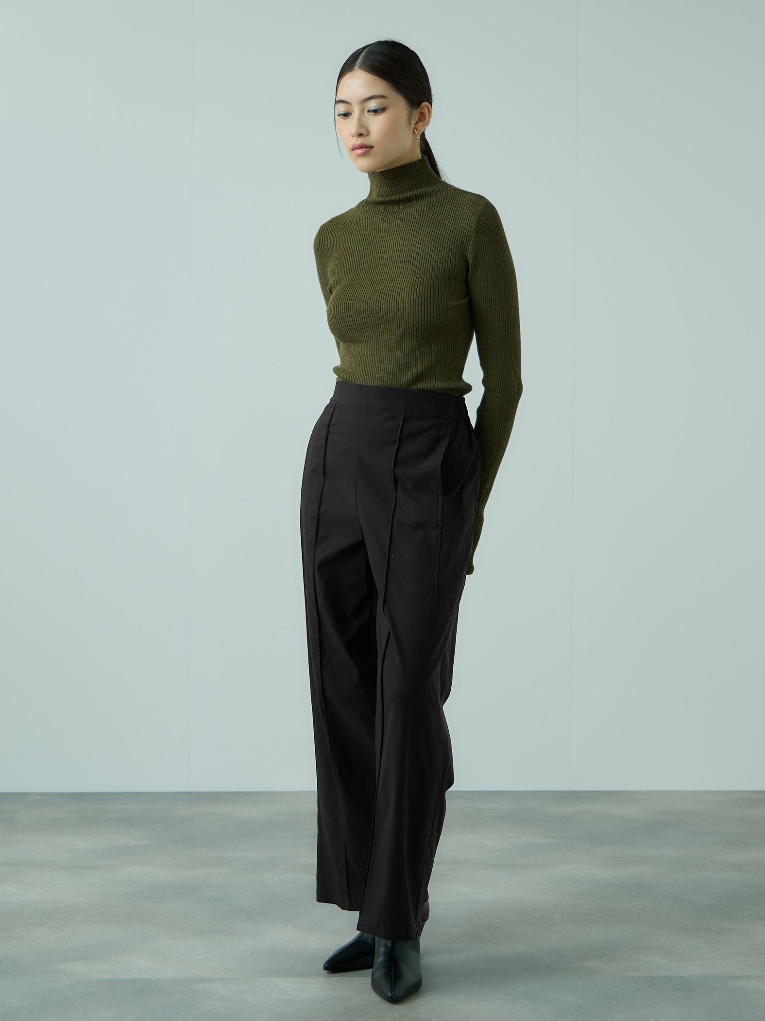 HAKIYASEブラッシュバックワイドパンツ≪手洗い可能≫