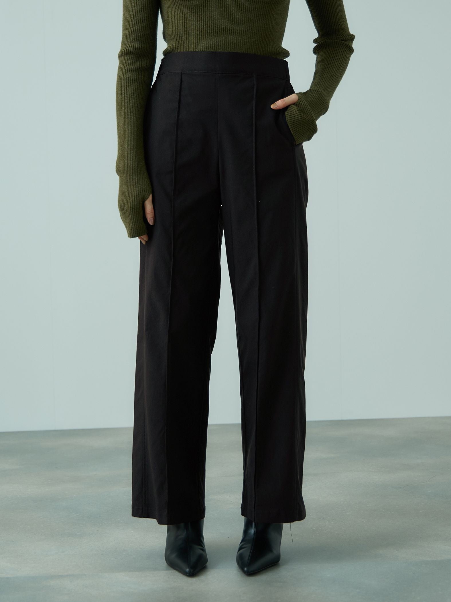 HAKIYASEブラッシュバックワイドパンツ≪手洗い可能≫