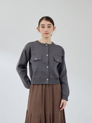 ポケットデザインニットカーディガン≪洗濯機で洗える≫