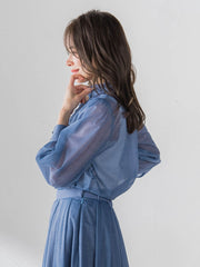 オーガンジーデニムブラウス