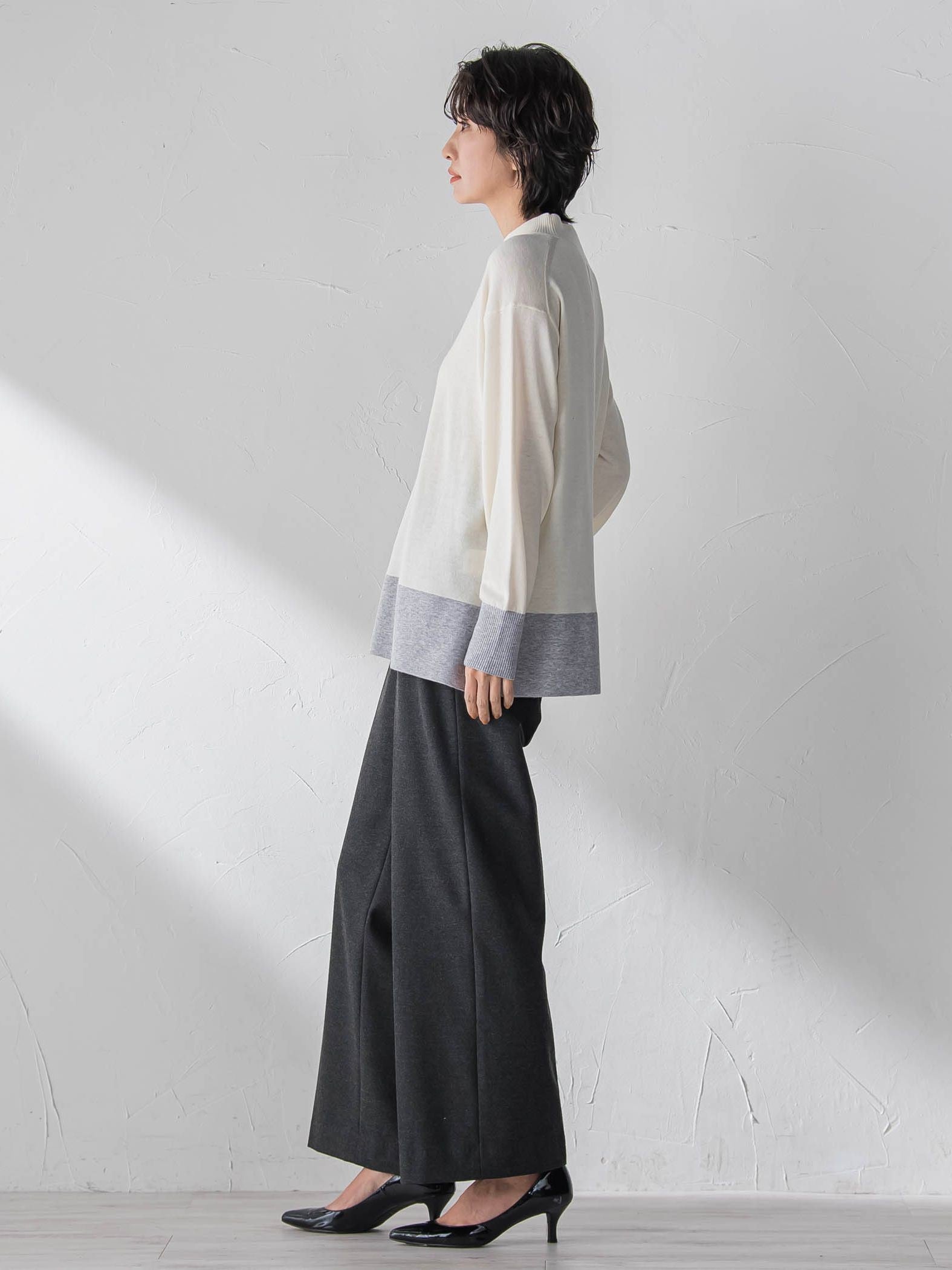 【大きいサイズ】両面起毛ワイドパンツ