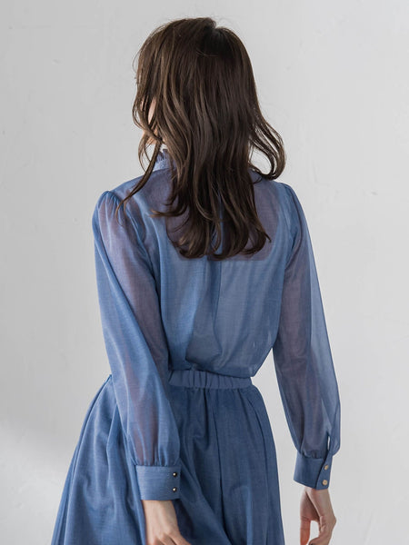 オーガンジーデニムブラウス