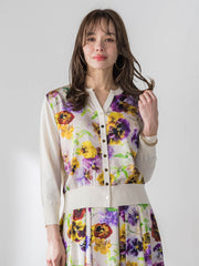 【KEITA KAWASAKI × Viaggio Bluコラボ】パンジープリントカーディガン