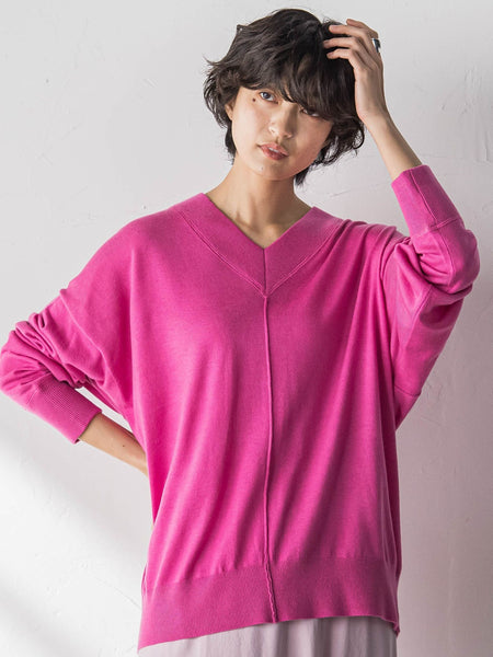 【新色追加】Vネックコクーンニットプルオーバー≪手洗い可能≫