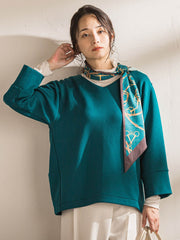 【WEB限定】《暖色美》裏起毛Vネックトップス≪手洗い≫