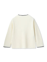 刺繍トリムハイネックニット≪洗える≫