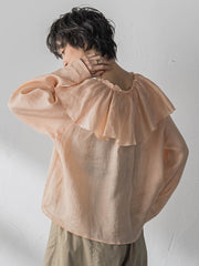 ラスターラミーカルゼラッフルカラーブラウス