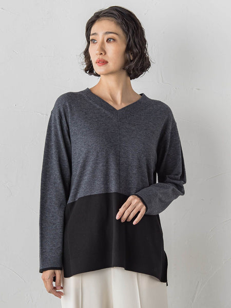 ファインウールVネックニット