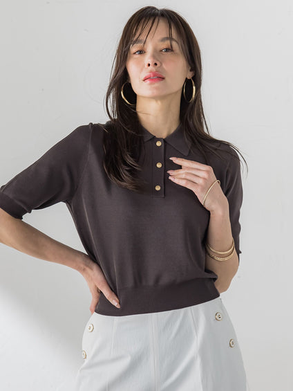 【WEB限定カラーあり】LUCINDAポロニット