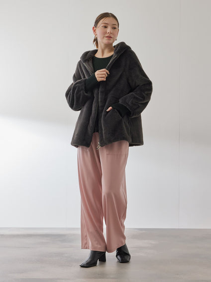 フェイクファーフーディショートコート≪手洗い可能≫