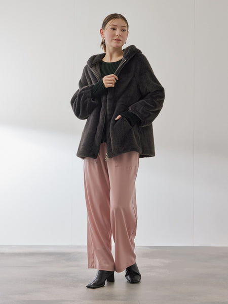 フェイクファーフーディショートコート≪手洗い可能≫