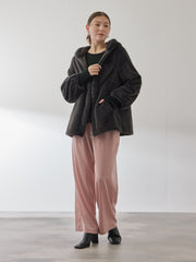 フェイクファーフーディショートコート≪手洗い可能≫