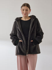 フェイクファーフーディショートコート≪手洗い可能≫