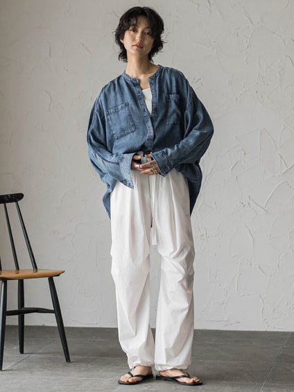 ゆれるデニムドルマンシャツ