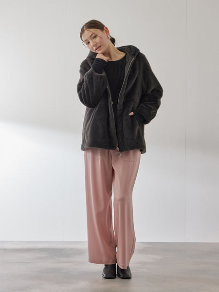 フェイクファーフーディショートコート≪手洗い可能≫