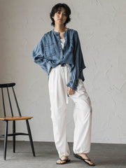 ゆれるデニムドルマンシャツ