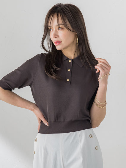 【WEB限定カラーあり】LUCINDAポロニット