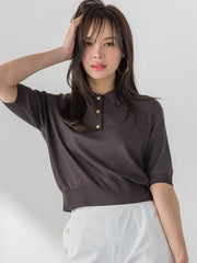 【WEB限定カラーあり】LUCINDAポロニット