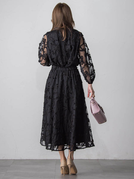 スパンコールテープチュールブラウス