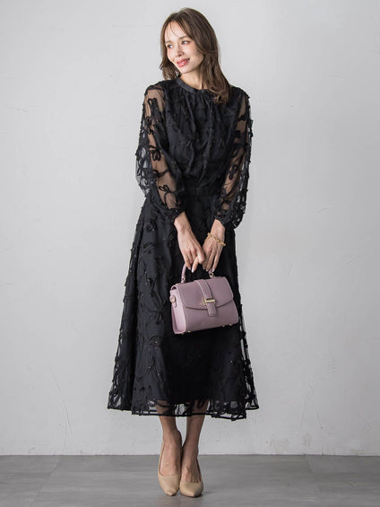 スパンコールテープチュールブラウス