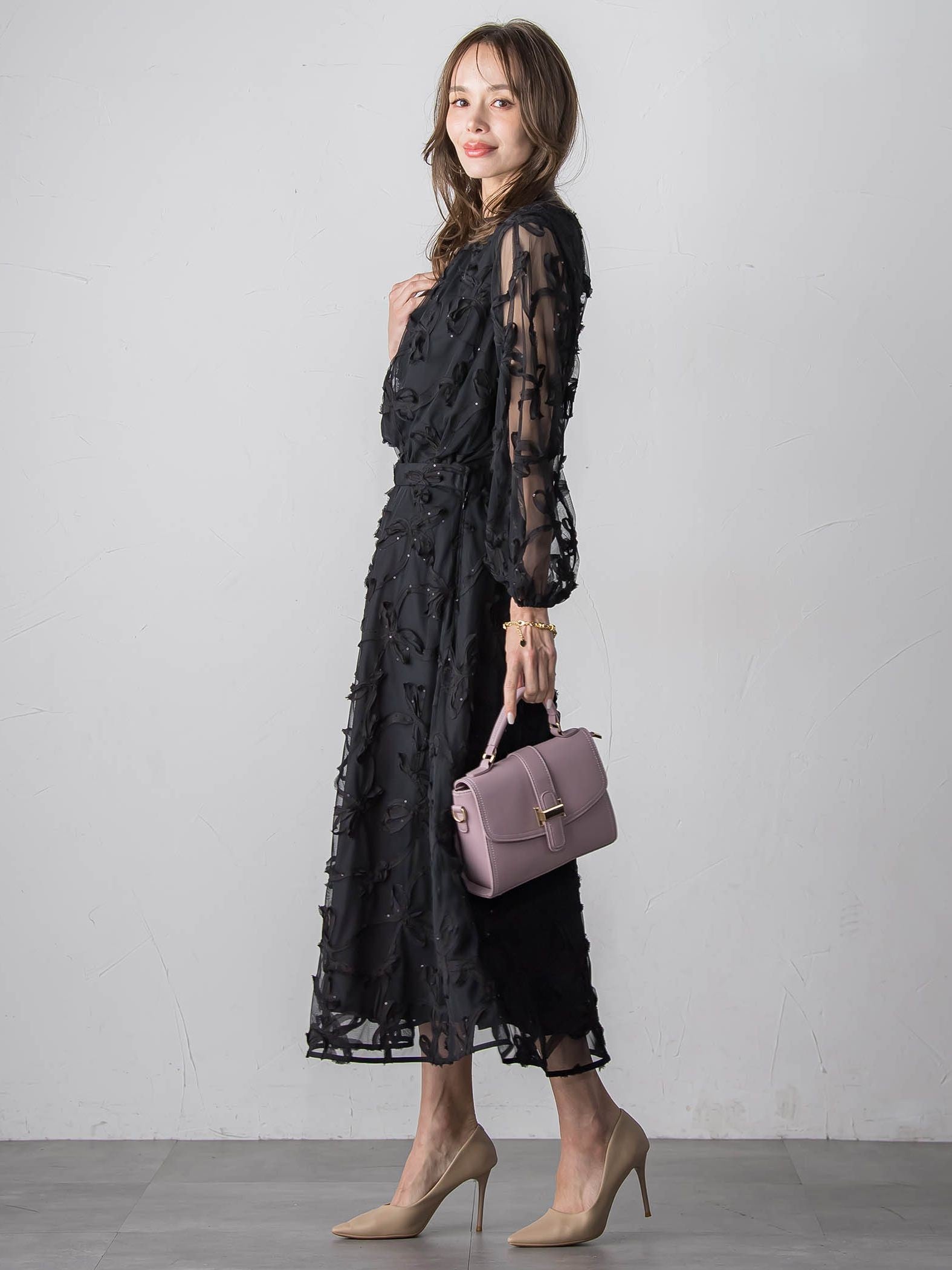 スパンコールテープチュールブラウス