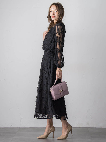 スパンコールテープチュールブラウス