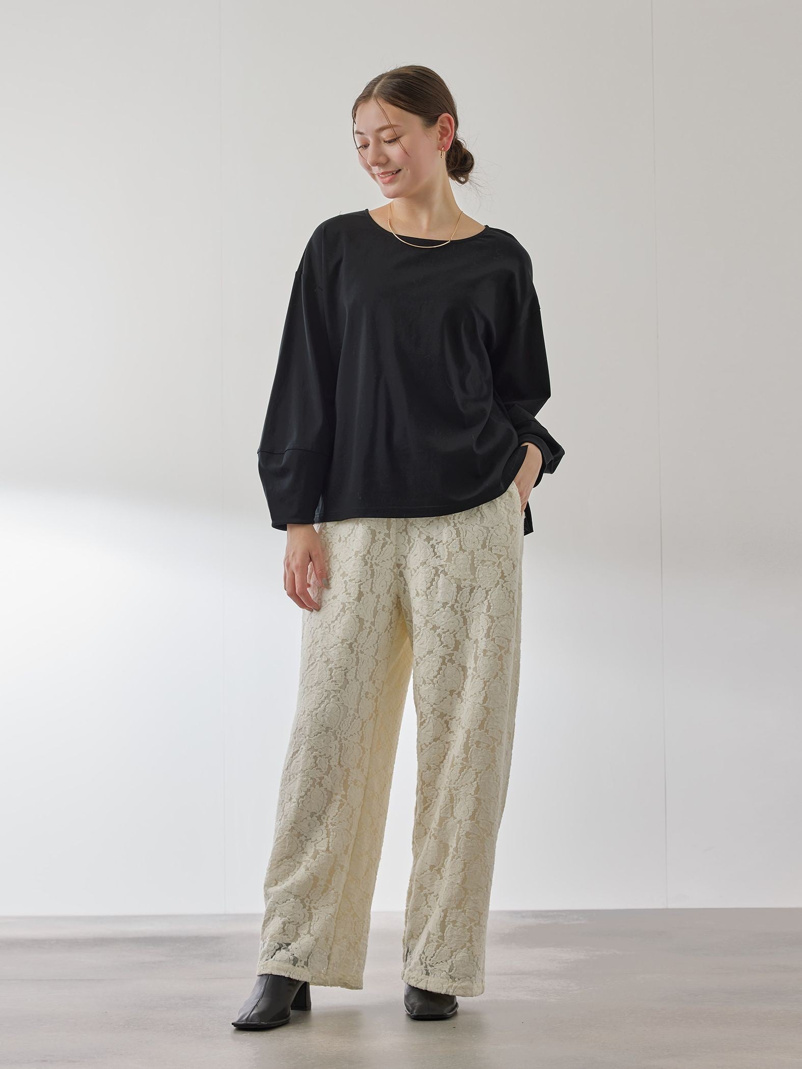 シルキースムースランタンスリーブカットソー≪手洗い可能≫