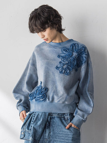 フラワーモチーフプルオーバー≪洗濯機で洗える≫