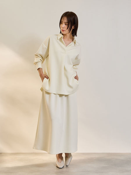 【SET】ダンボールニットスキッパートップ×スカート2ピース