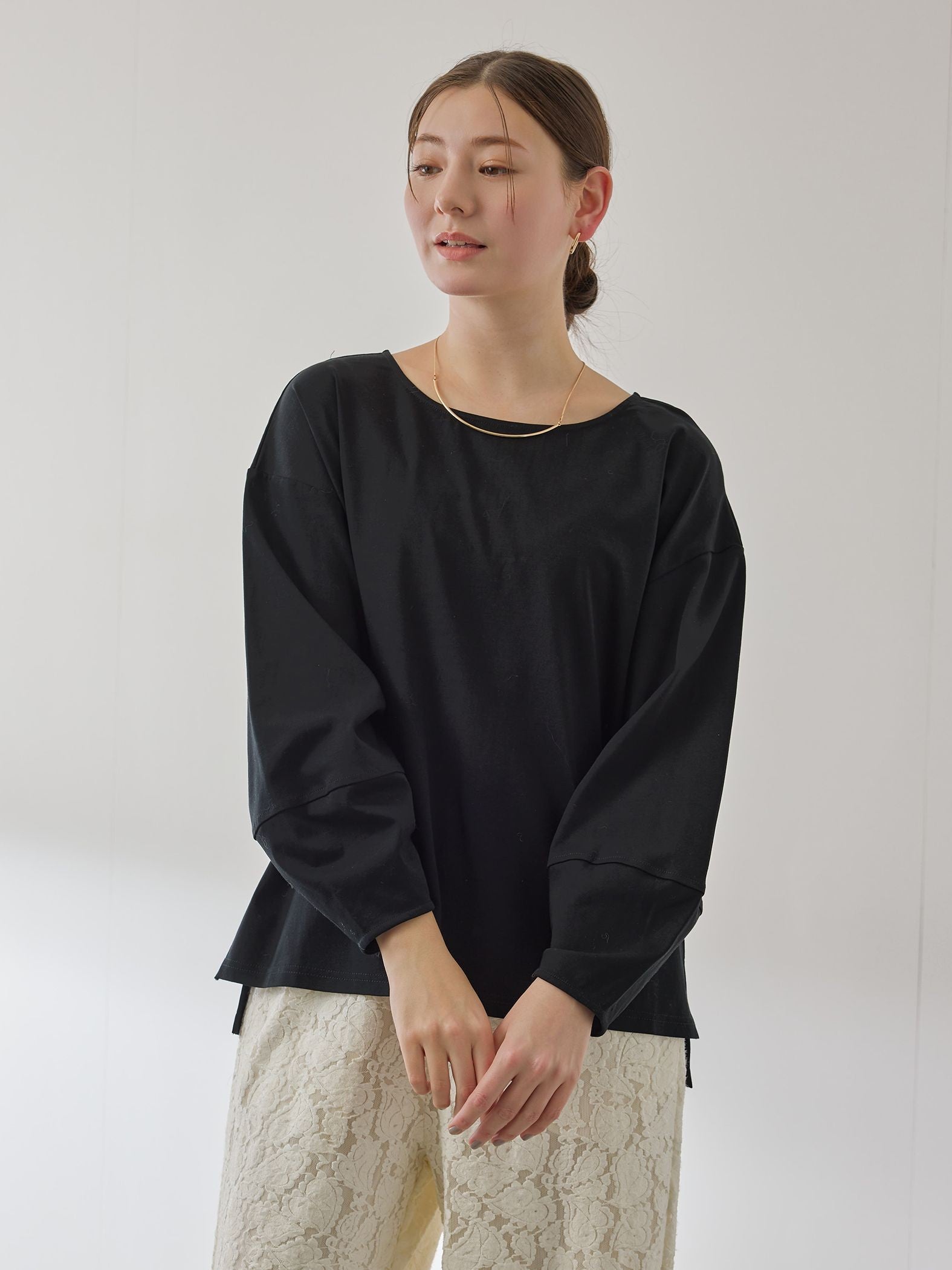 シルキースムースランタンスリーブカットソー≪手洗い可能≫