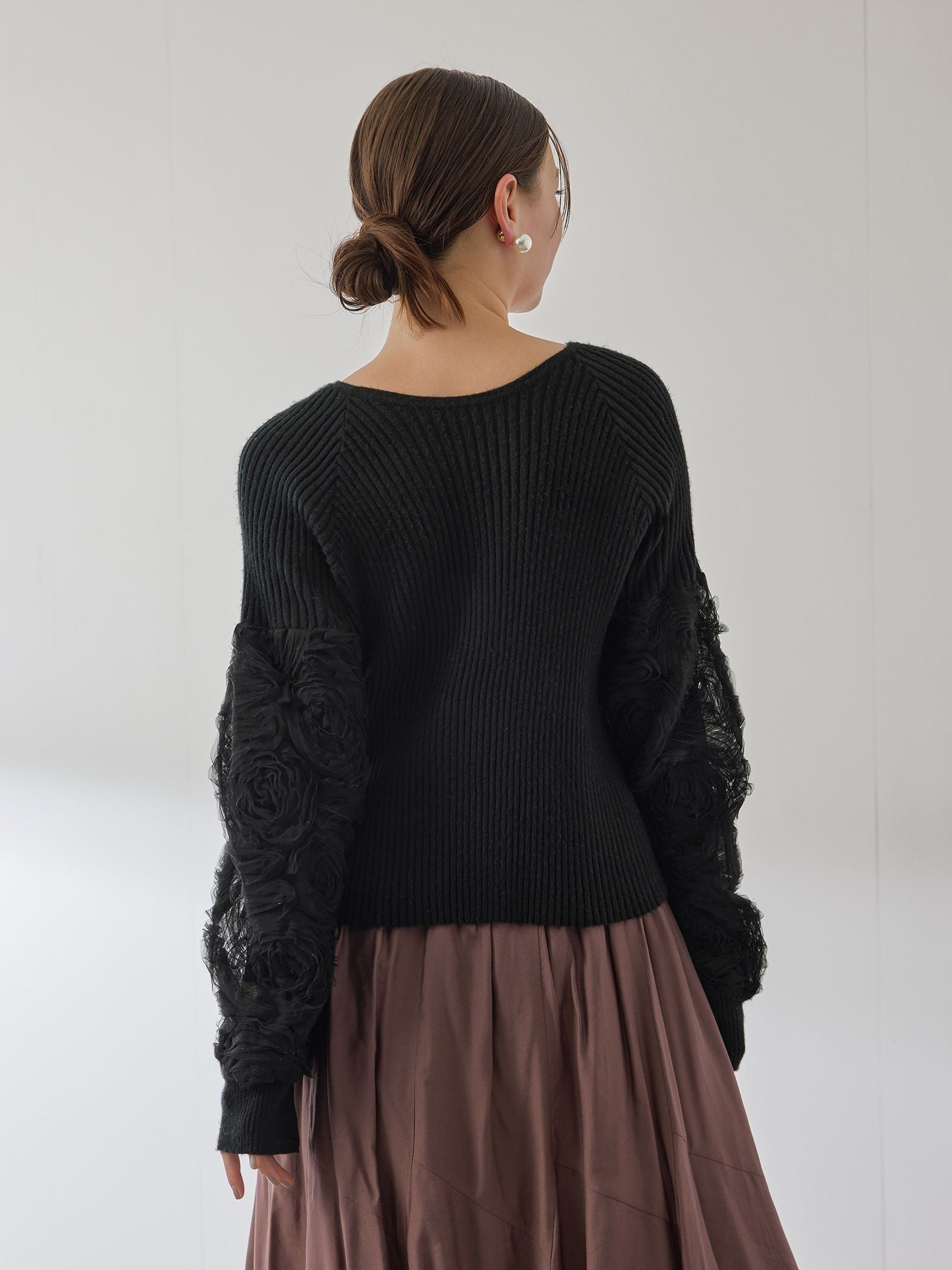 フラワーチュールスリーブカーディガン≪手洗い可能≫